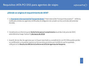 Obtencin de Certificados PCI/DSS necesarios para el mantenimiento de la Licencia IATA.